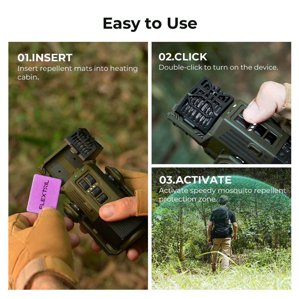 Instructions for using a Nomadia Accessory All-in-One Outdoor Mosquito Repeller & Light - camping gear - insect repeller