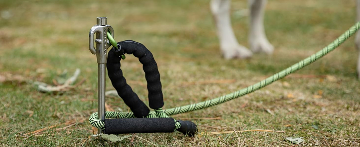 Dog training equipment Nomadia Accessory Camp Peg for Pet with dog leash attached - stable and strong peg - camping gear - uk camping