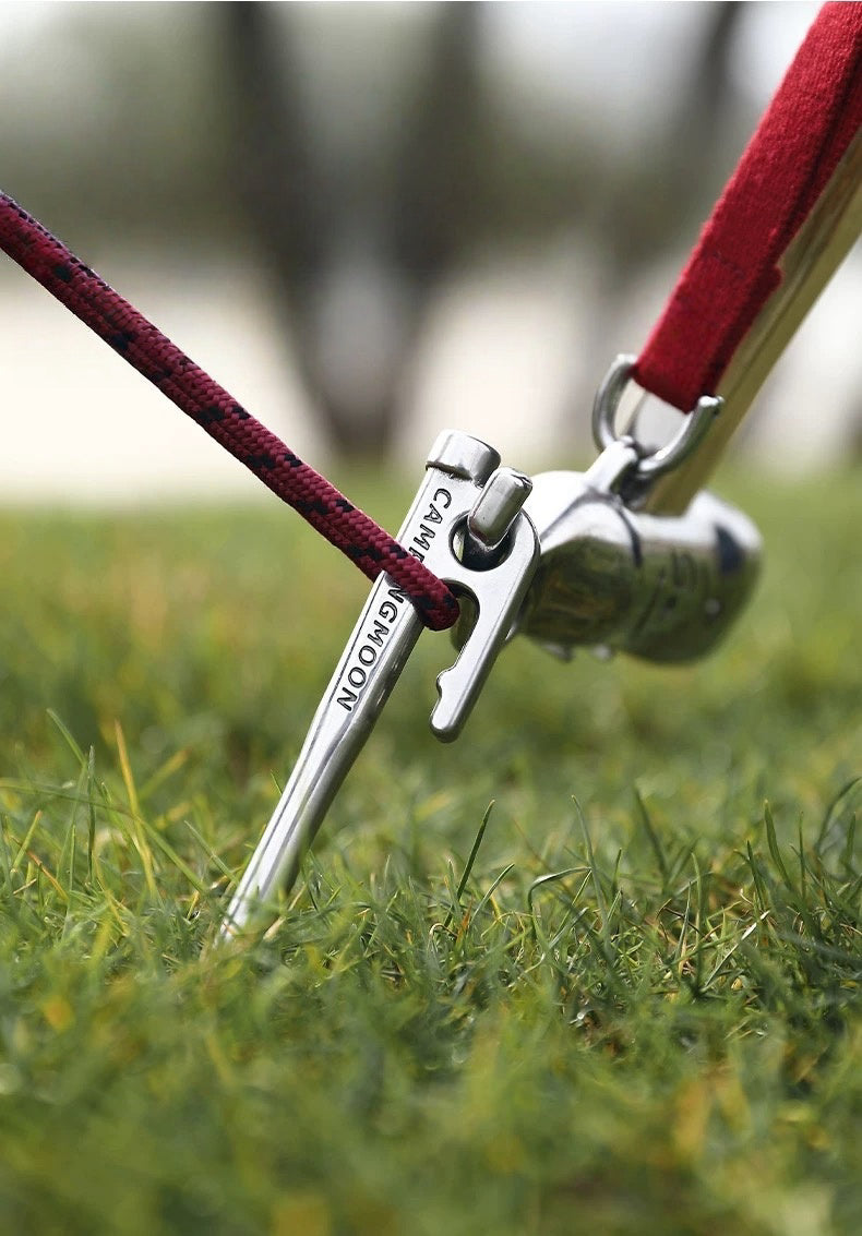 Close-up of the hole in Nomadia Accessory Forged Camp Peg for easy lifting - camping gear - tent pegs - uk camping - wildcamping