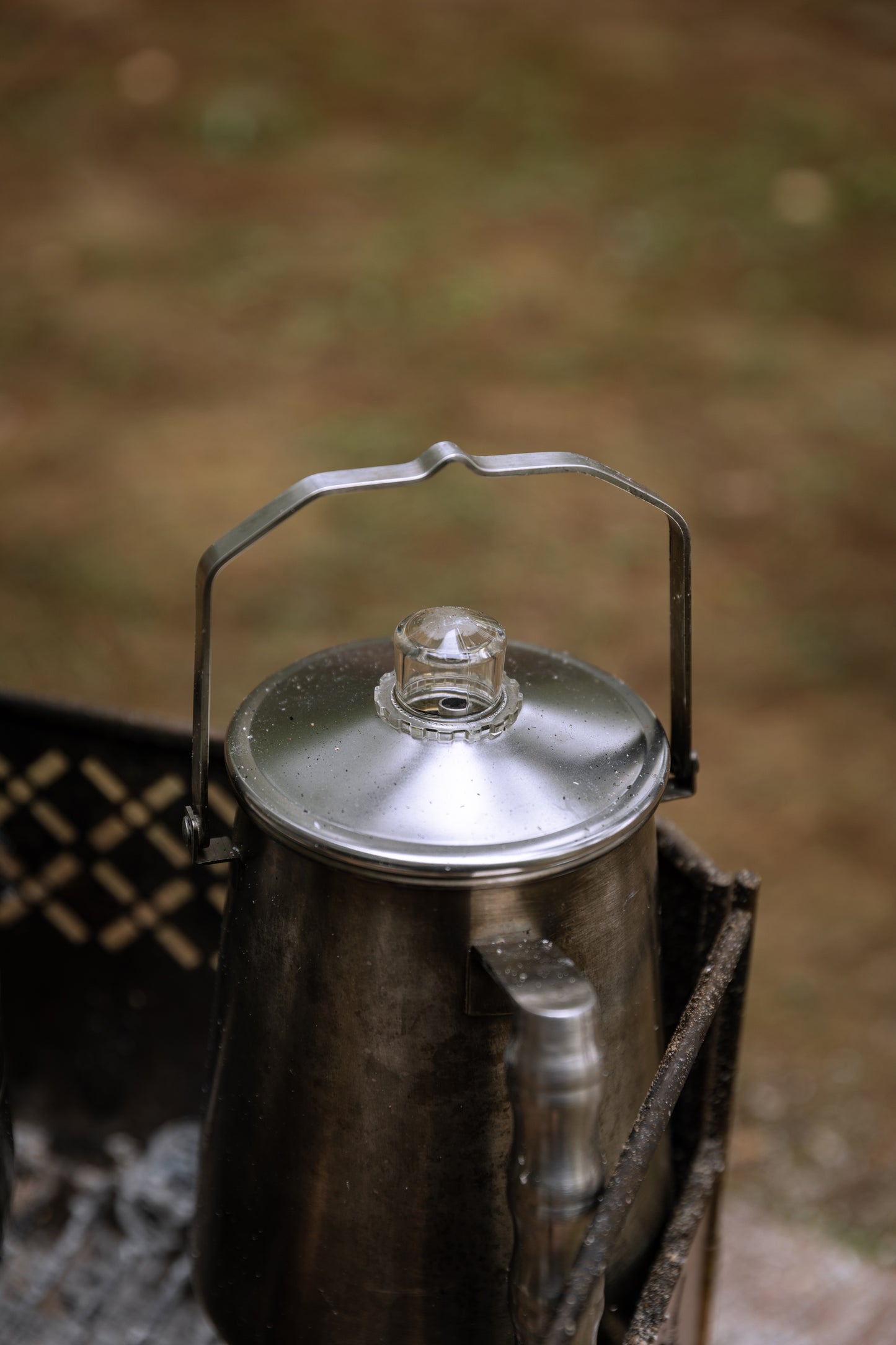 Metal Nomadia CampStation Stainless Steel Coffee Pot with transparent lid - uk camping - wild camping