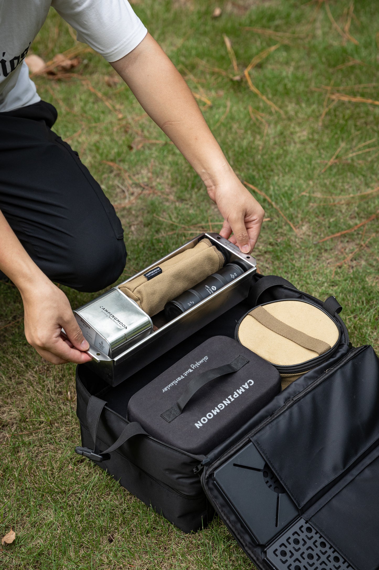 black Nomadia CampStation Storage Bag large storage camper bag with compartments for modular camping table