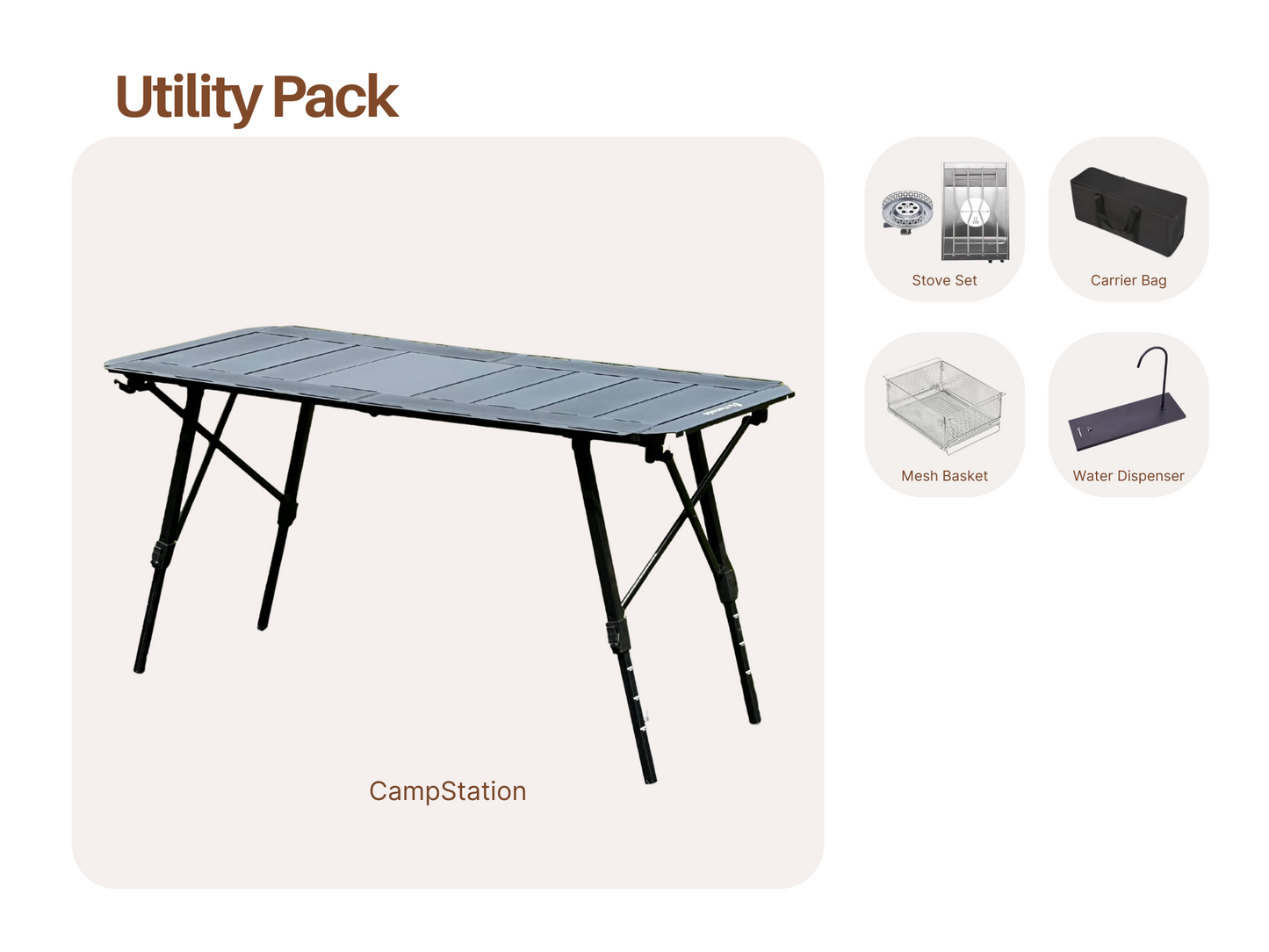 CampStation Modular System pack offer - bundle sale - camping table - stove set - mesh basket - water dispenser