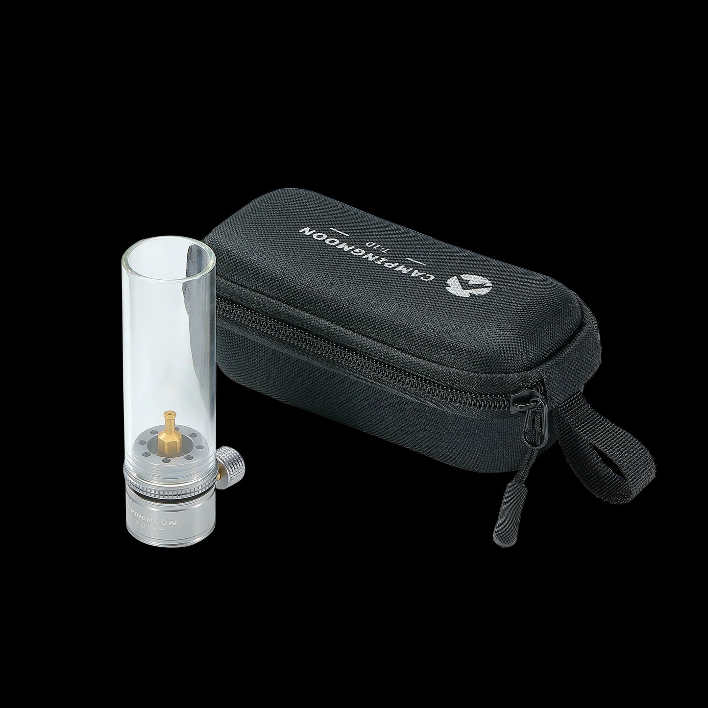 Black carrying case storage bag with a glass light bulb from Nomadia Camping Light Atmospheric Camping Lamp