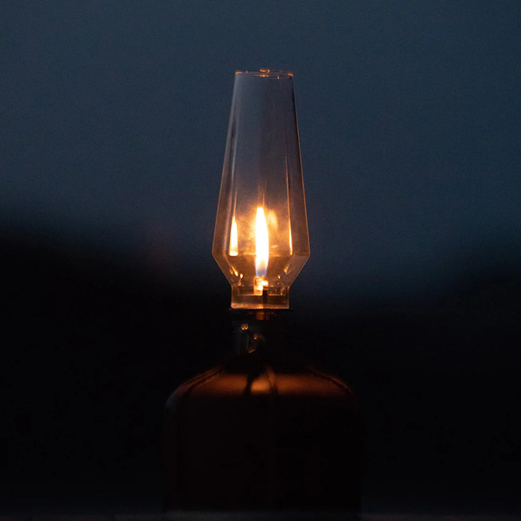 Vintage-style gas lamp against a dark background - atmospheric lamp - camping light - wildcamping - glamping