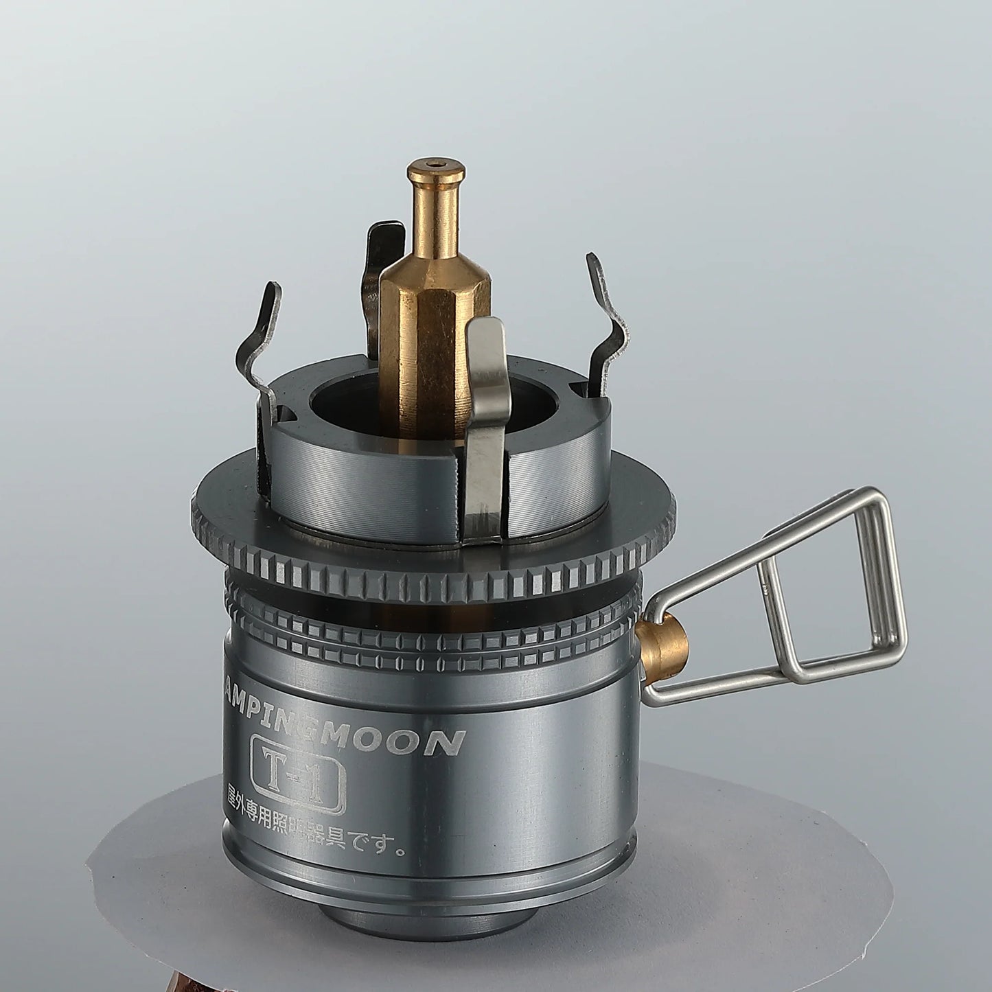 close up of the connecting valve of the vintage-style gas lamp for outdoor and camping use