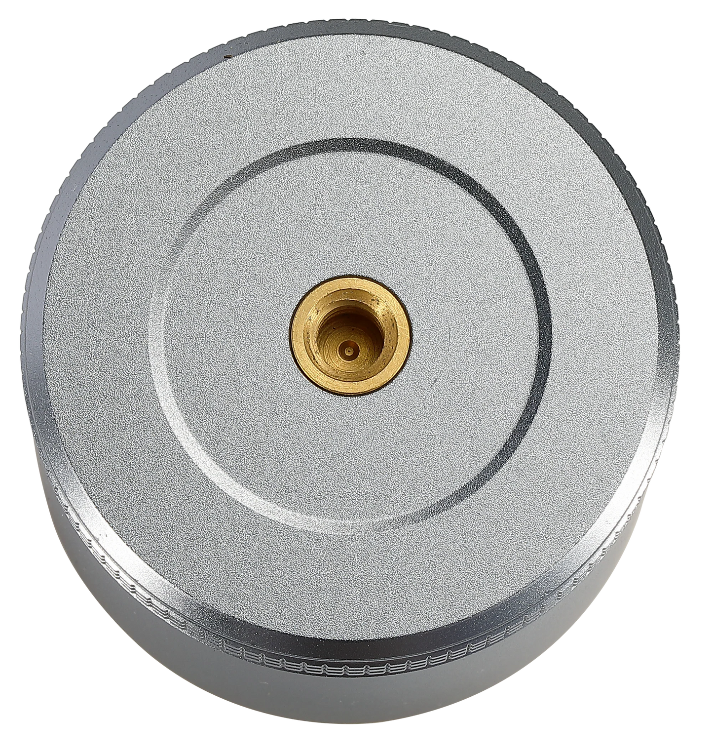 close up of Round metallic component with a central brass fitting for Nomadia Camping Light Candle-Style Gas Camping Lamp Set - camping equipment - uk camping