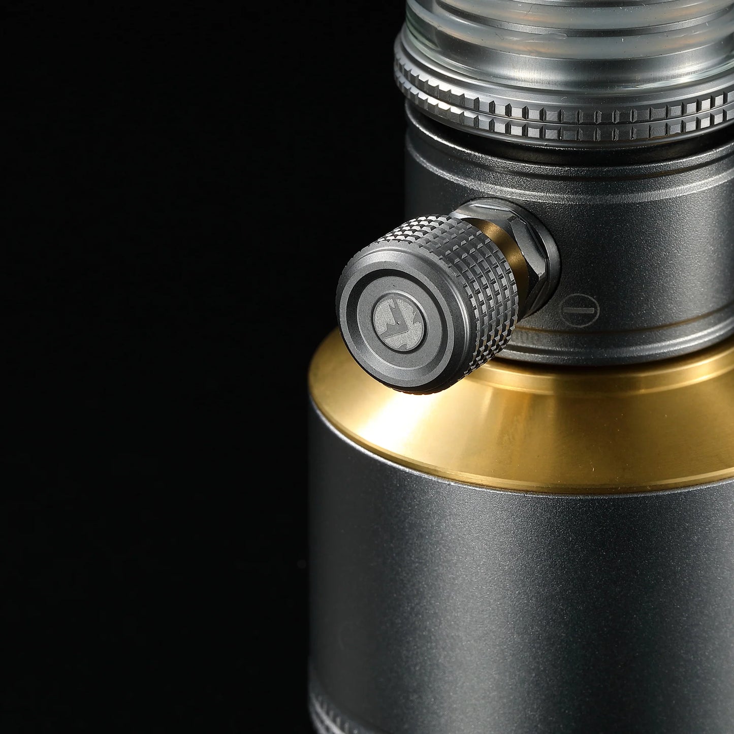 Close-up of the adjustment knob of Nomadia Camping Light Candle-Style Gas Camping Lamp Set
