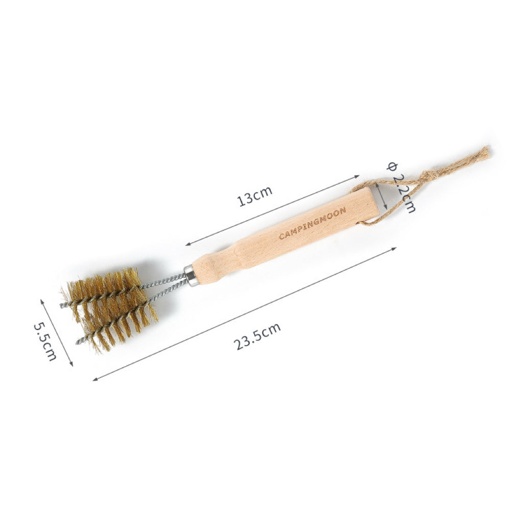 measurement of Nomadia Flamo 360° BBQ Grill Brush with brass bristles with wooden handle - camping gear - bbq grill accessory