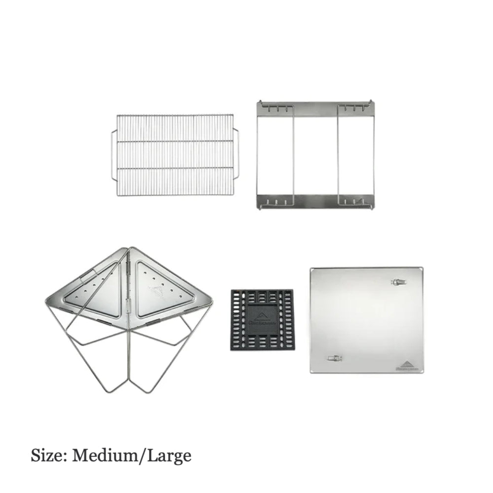 product components for Nomadia's Flamo Portable Folding BBQ Grill and Fire Pit - camping gear - metal fire pit - uk camping