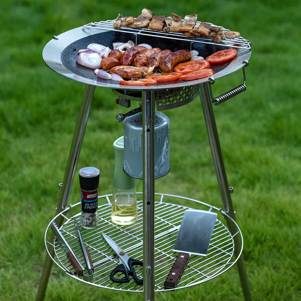 Nomadia Horizon Cook portable outdoor cooking station for sharing, with stove and grill included on a natural background - portable grill pan - outdoor cookware for groups - multi-function camping stove - vanlife cooking gear - campervan kitchen setup