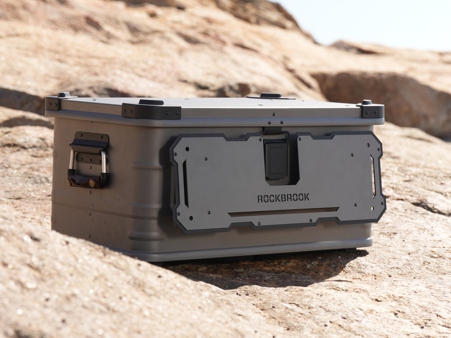 Nomadia ModoBox 2in1 camping table and storage box with multiple compartments on a rocky beach - camping gear - glamping - uk camping
