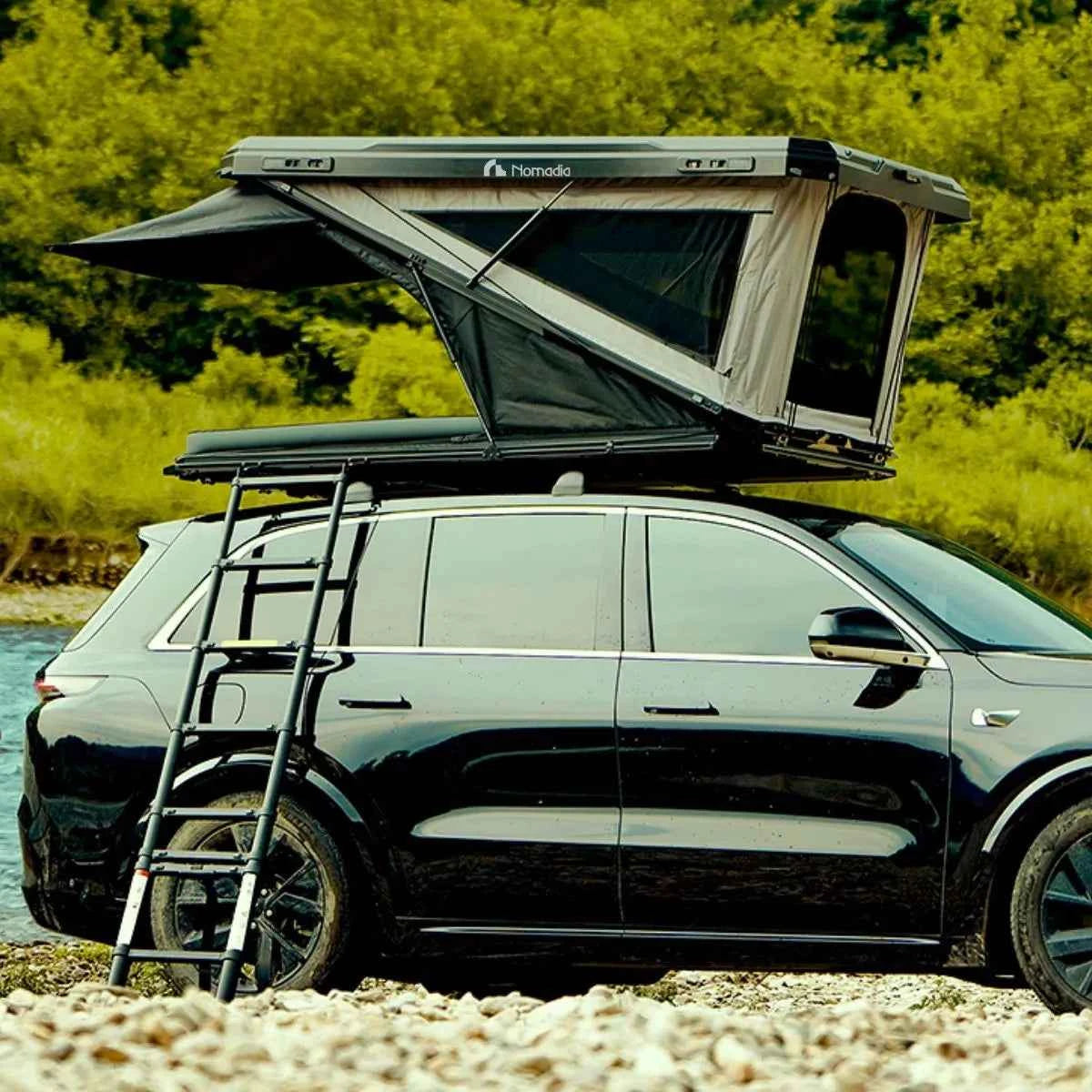 tent above car EYRIE Rooftop Tent – Your Elevated Escape Above the Road