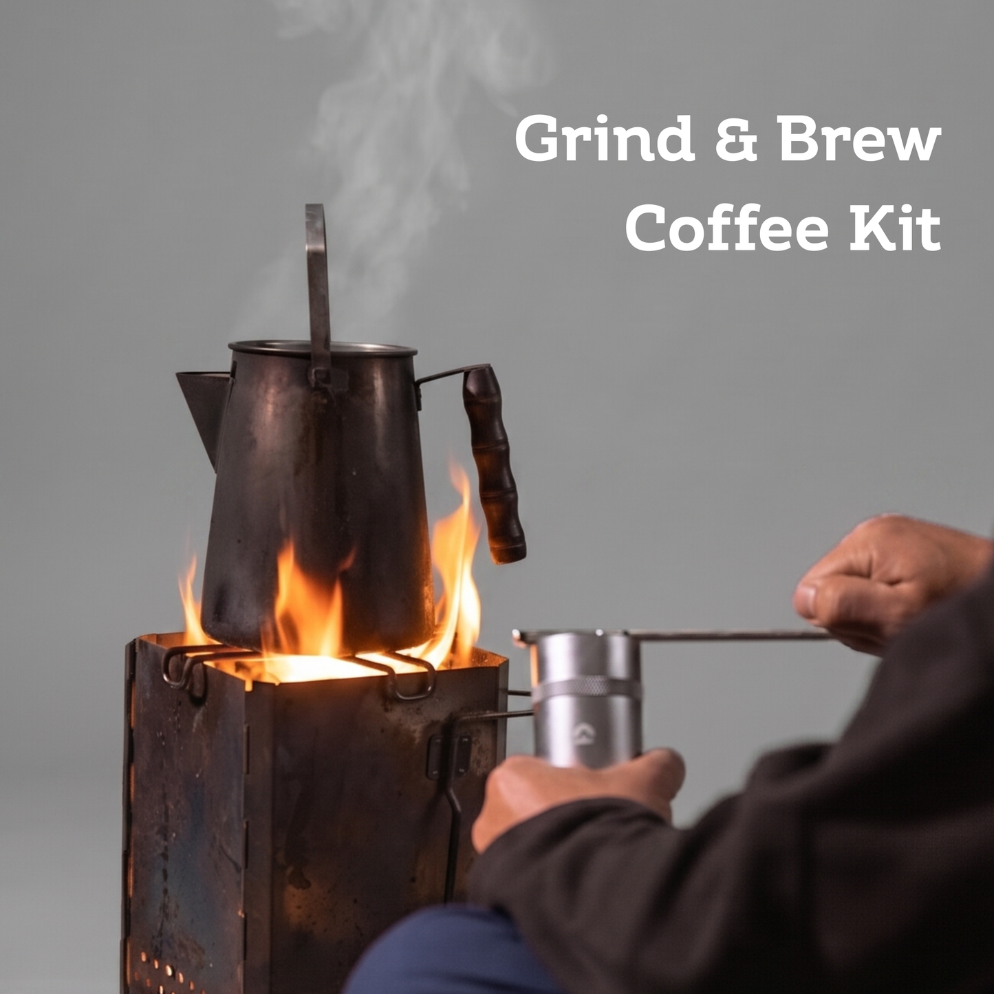 Portable Camping Coffee Grinder + Stainless Steel Camping Coffee Pot
