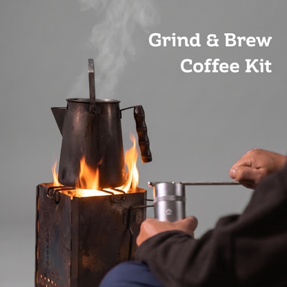 Portable Camping Coffee Grinder + Stainless Steel Camping Coffee Pot