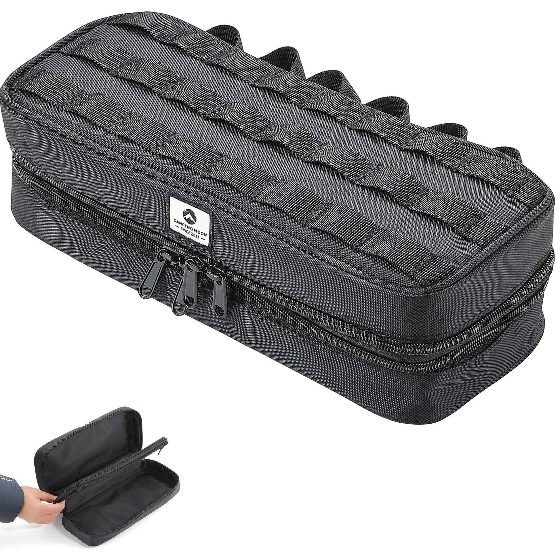 Black Tactical Bag - Double Layer Versatile Handy Tool Bag for Outdoor Adventures