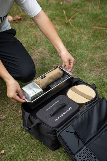 black Nomadia CampStation Storage Bag large storage camper bag with compartments for modular camping table