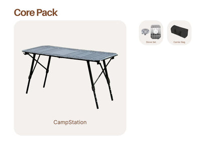 Folding table with camping accessories CampStation Modular System pack offer - bundle sale - camping table - stove set