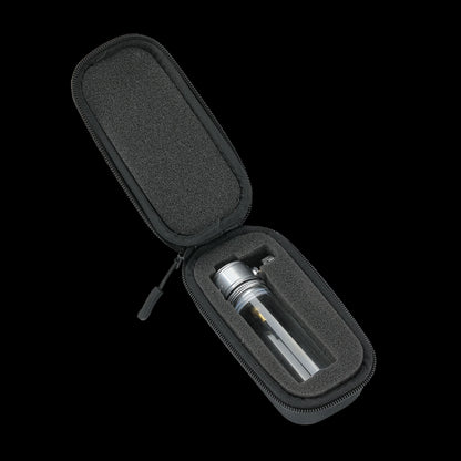 Black travel case storage bag with a light bulb from Nomadia Camping Light Atmospheric Camping Lamp inside