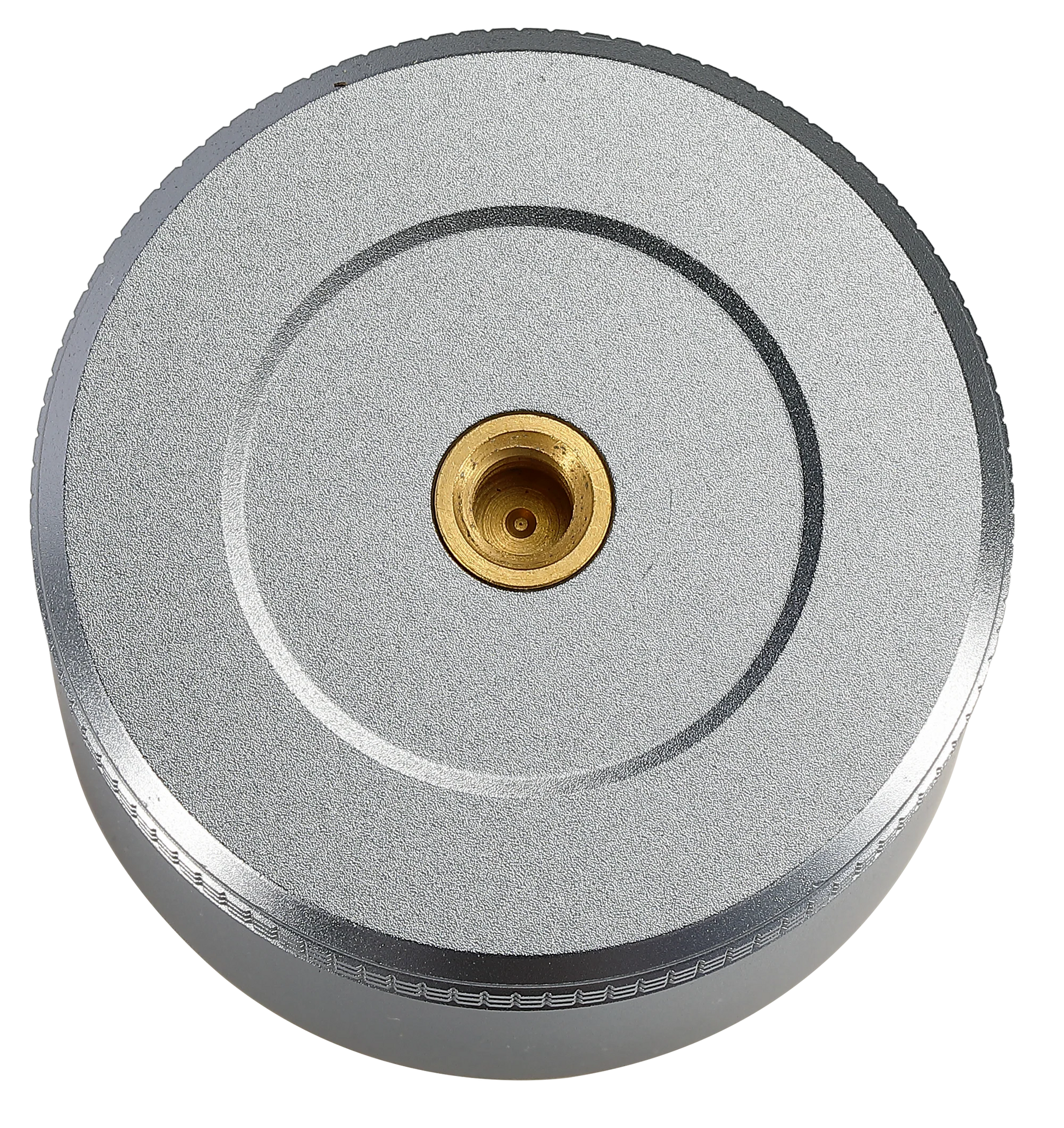 close up of Round metallic component with a central brass fitting for Nomadia Camping Light Candle-Style Gas Camping Lamp Set - camping equipment - uk camping
