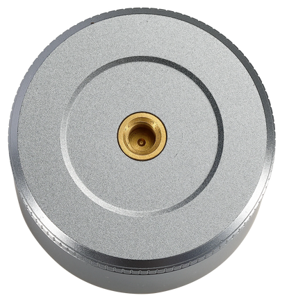 close up of Round metallic component with a central brass fitting for Nomadia Camping Light Candle-Style Gas Camping Lamp Set - camping equipment - uk camping