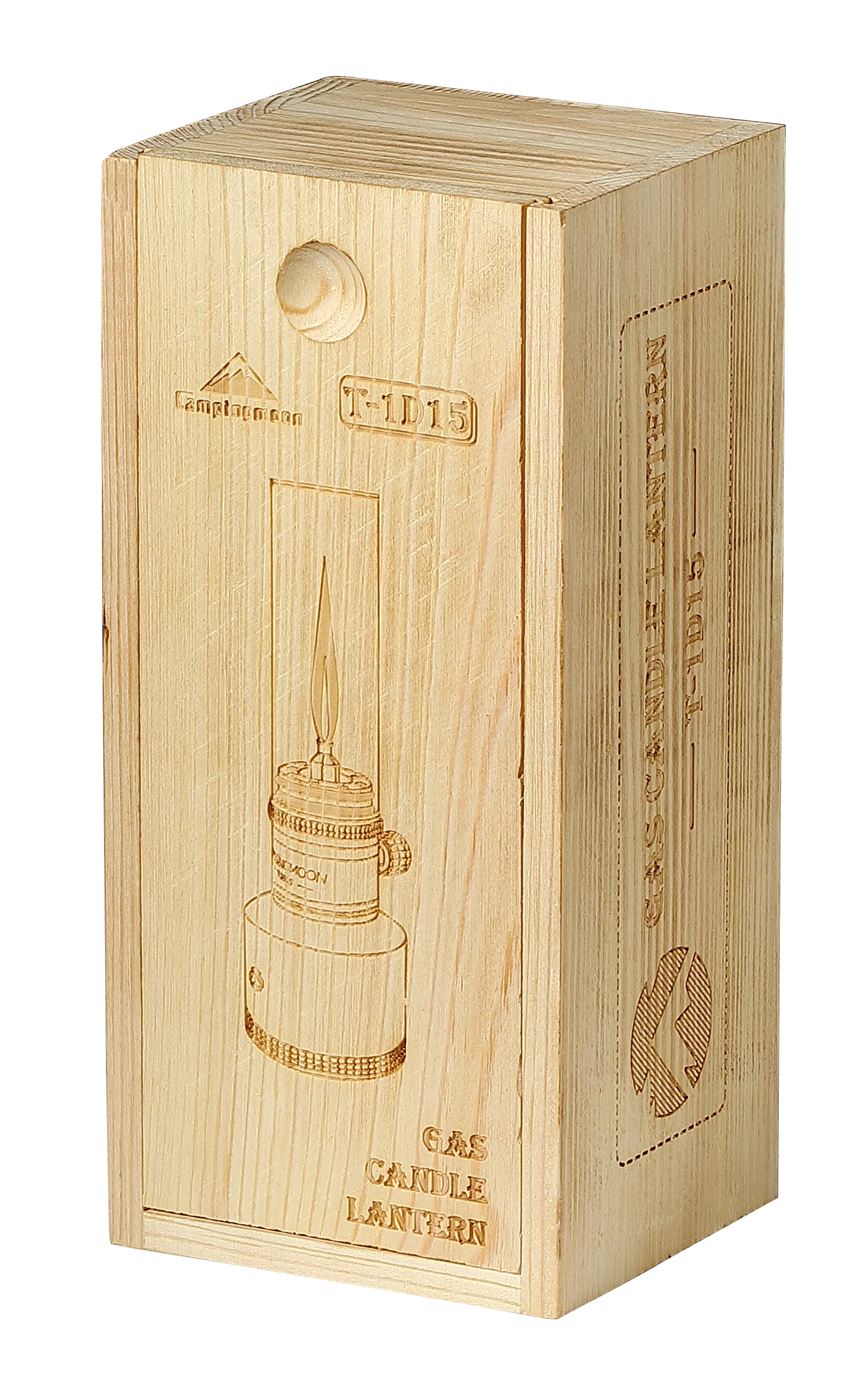 Wooden box with a candle lantern design storage box for Nomadia Camping Light Candle-Style Gas Camping Lamp Set