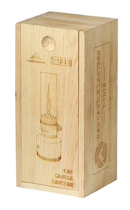 Wooden box with a candle lantern design storage box for Nomadia Camping Light Candle-Style Gas Camping Lamp Set