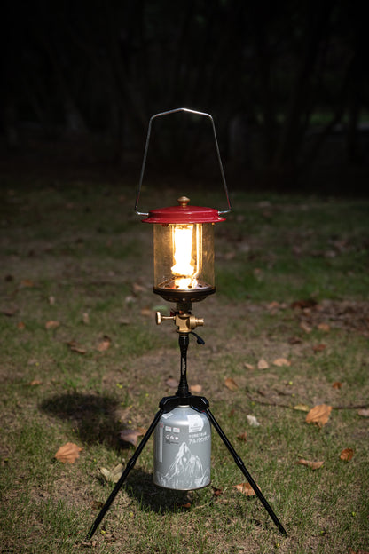 Nomadia Wild Camping Portable Lightweight Glamping Atmosphere Gas Lamp on a tripod - camping with a fire