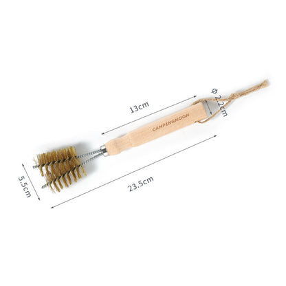 measurement of Nomadia Flamo 360° BBQ Grill Brush with brass bristles with wooden handle - camping gear - bbq grill accessory