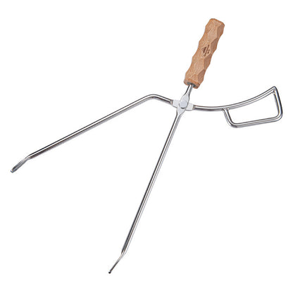 Nomadia Flamo Precision Grip Fire Tongs with wooden handle - camping essential - bbq grill accessory