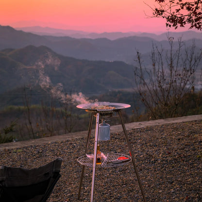 Nomadia Horizon Cook portable outdoor cooking station for sharing in outdoor setting with sunset view - portable grill pan - outdoor cookware for groups - multi-function camping stove