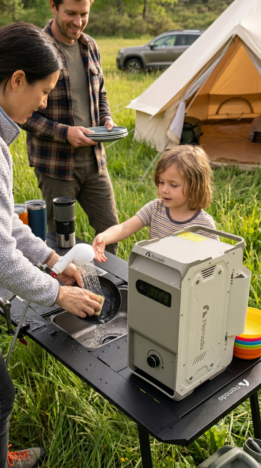 Wash up at camp